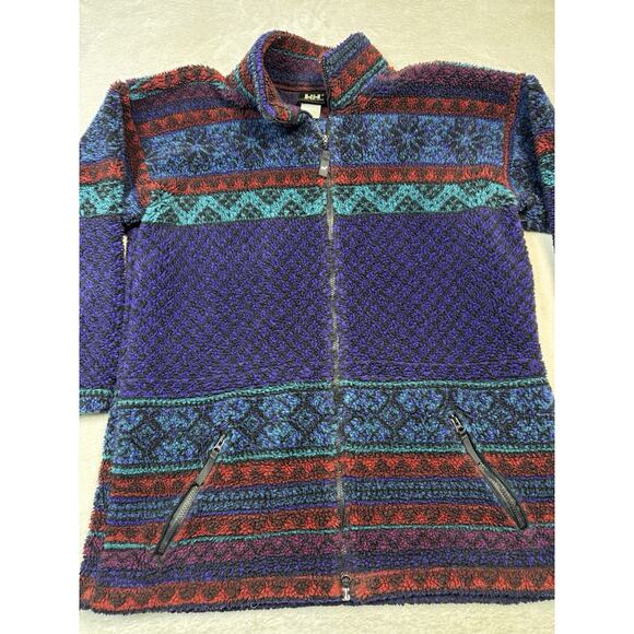 Helly Hansen VTG Purple Furry Fleece Snowflake 1/4 Zip Jacket Sz L Made In USA - Picture 2 of 7